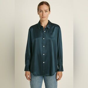 Rachel Zoe Women's Teal Satin Blouse